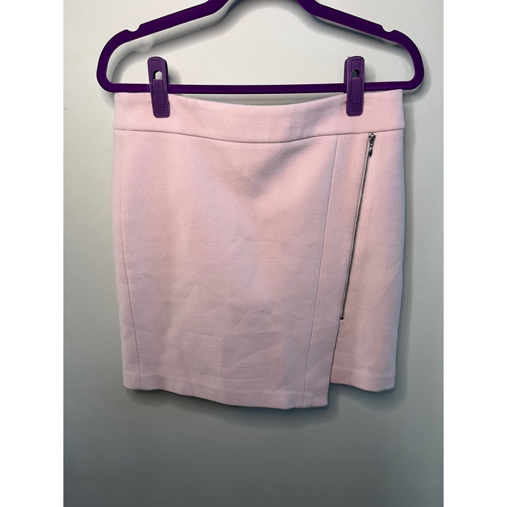 White House Black Market Blush Pink Asymmetrical Zip Mini Skirt Size 4